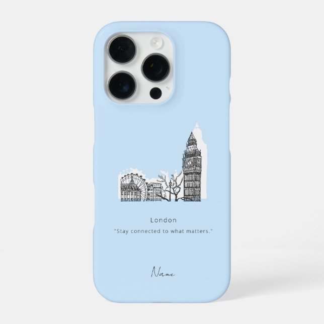London Tone Sketch iPhone Case 16 Pro Hülle (Rückseite)