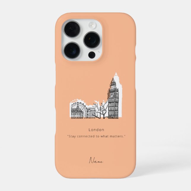 London Tone Sketch iPhone Case 16 Pro Hülle (Rückseite)