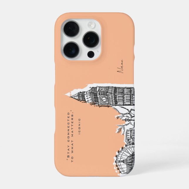 London Tone Sketch iPhone Case 16 Pro Hülle (Rückseite)