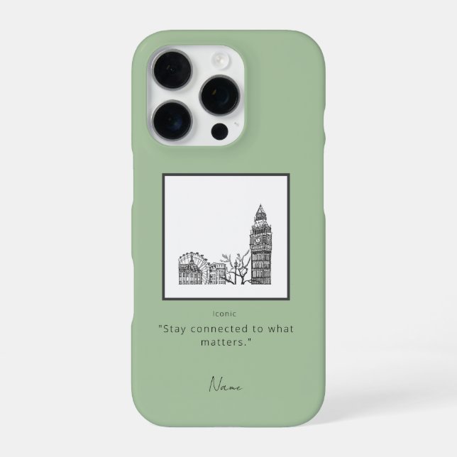London Tone Sketch iPhone Case iPhone 16 Pro Hülle (Rückseite)