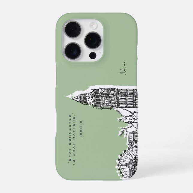 London Tone Sketch iPhone Case iPhone 16 Pro Hülle (Rückseite)
