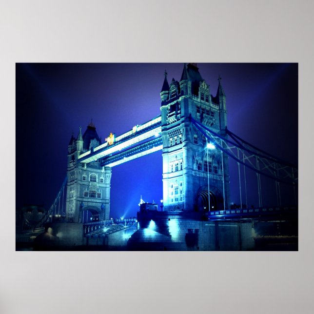 London Tower Bridge at Blue Night Poster (Vorne)