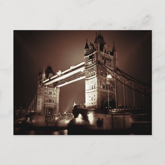 London Tower Bridge bei Nacht Postkarte (Vorderseite)