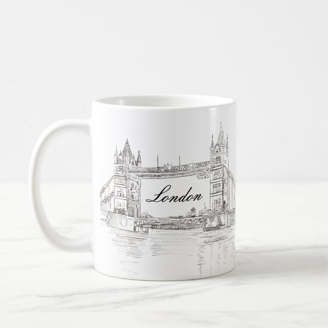 London Tower Bridge Black Ink Classic Zeichnend Kaffeetasse (Links)