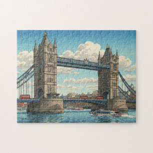 London Tower Bridge Japanischer Holzschnitt