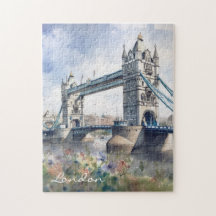 London Tower Bridge Travel Watercolor