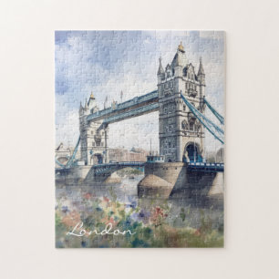 London Tower Bridge Travel Watercolor