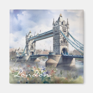 London Tower Bridge Travel Watercolor Magnet