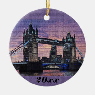 London Tower Bridge Weihnachtsdekoration Keramikornament