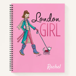 London Travel Girl Fashion Illustration Personal Notizbuch