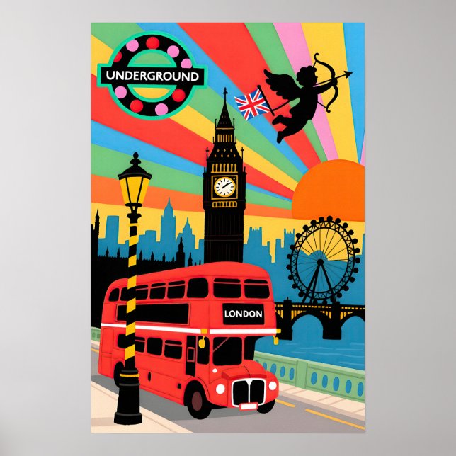 London Travel   Pop Art Poster (Vorne)