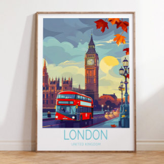 London Travel Poster, Großbritannien Travel Wall Poster