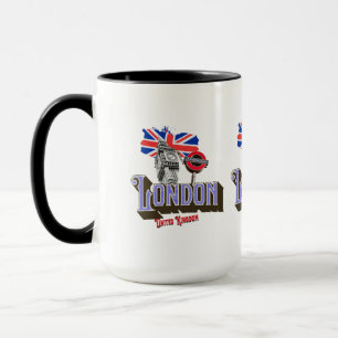 London UK, Big Ben, Untergrund, Union Jack Tasse