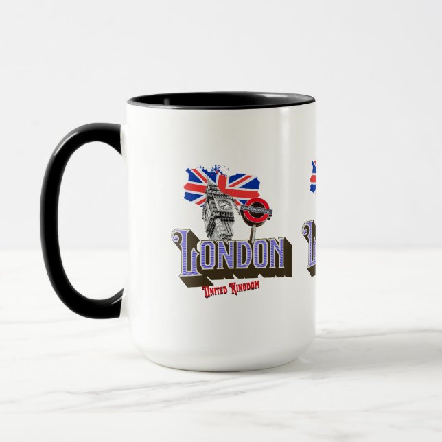 London UK, Big Ben, Untergrund, Union Jack Tasse (Links)