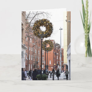 London UK Fotoshop Christmas Shoppers Wreaths Karte