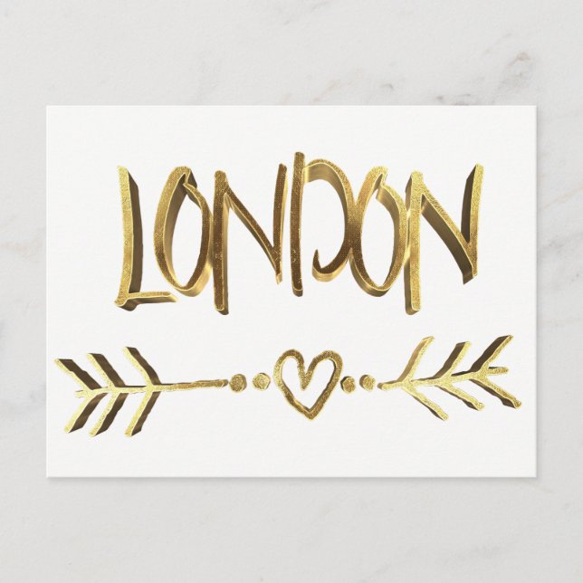 London UK Liebe EleganGold Look Typografie Postkarte (Vorderseite)