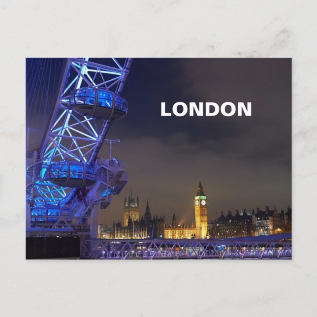 London UK Night Landscape London Eye View Postkarte (Vorderseite)