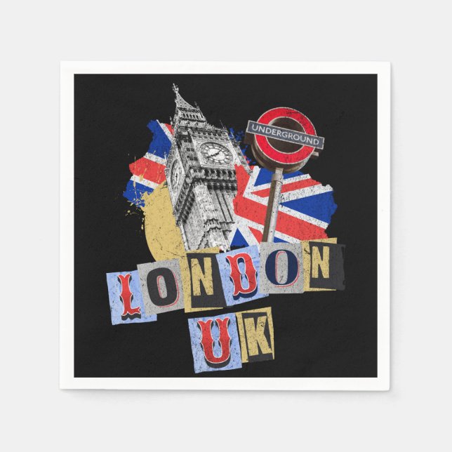 London UK Retrodesign Serviette (Vorderseite)