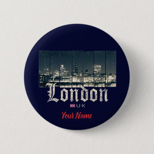 London Uk Skyline Vereinigtes Königreich Vintag En Button