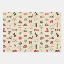 London UK Street Gift Wrapping Paper Set 3 Geschenkpapier Set