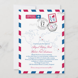 London und Italien Airmail Hochzeit Einladung
