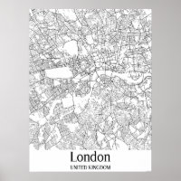 London United Kingdom Black & White City Map
