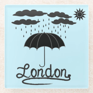 London unter einem Regenschirm Glasuntersetzer