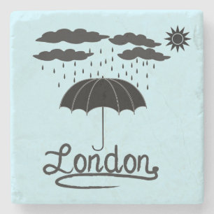 London unter einem Regenschirm Steinuntersetzer