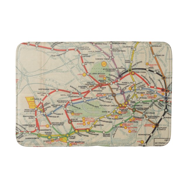 London-Untergrund-Eisenbahn-Karte Badematte (Vorderseite)