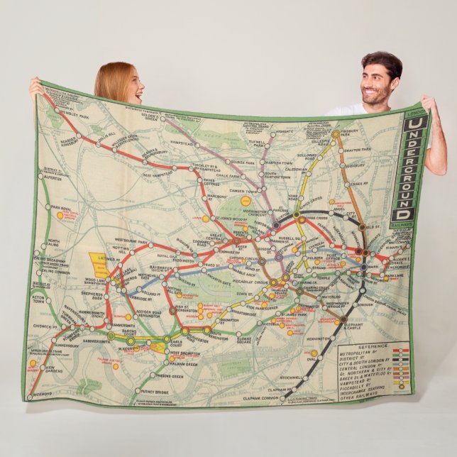 London-Untergrund-Eisenbahn-Karte Fleecedecke (Beispiel)