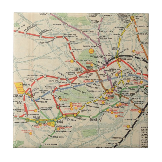London-Untergrund-Eisenbahn-Karte Fliese (Vorderseite)