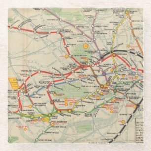 London-Untergrund-Eisenbahn-Karte Glasuntersetzer