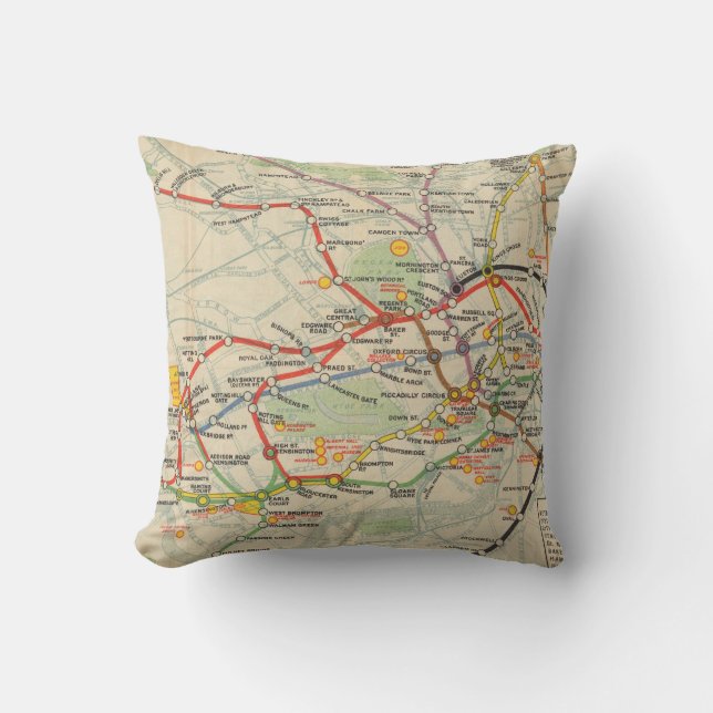 London-Untergrund-Eisenbahn-Karte Kissen (Vorderseite)
