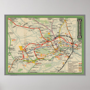 London-Untergrund-Eisenbahn-Karte Poster