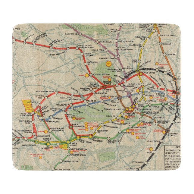 London-Untergrund-Eisenbahn-Karte Schneidebrett (Vorderseite)
