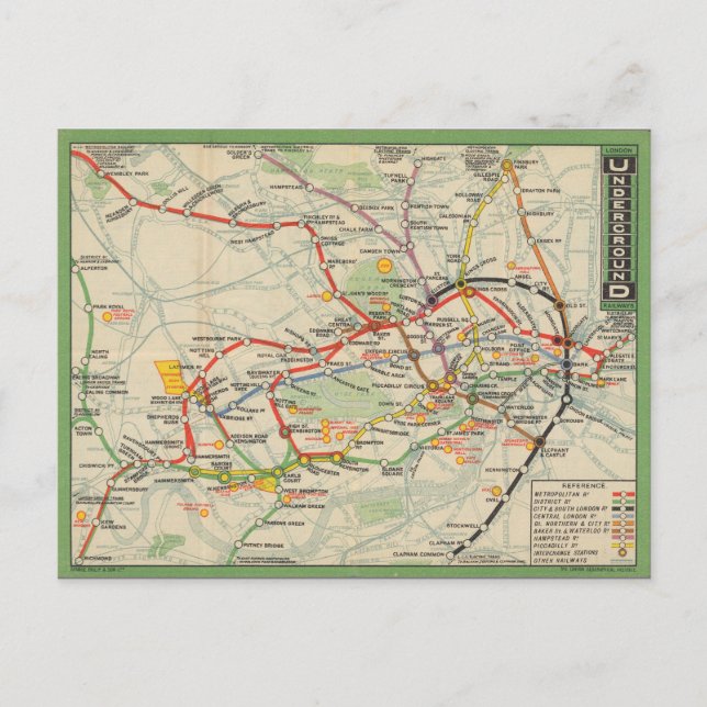 London Untergrund Railways Karte (Vorderseite)
