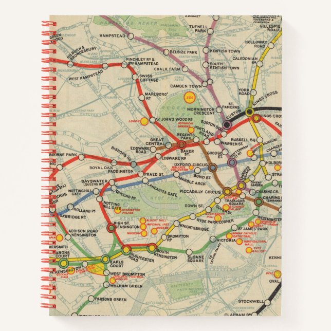 London Untergrund Railways Karte Notizbuch (Vorderseite)