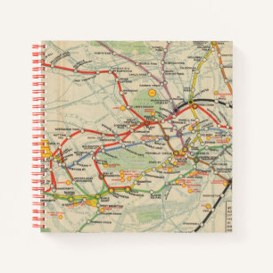 London Untergrund Railways Karte Notizbuch