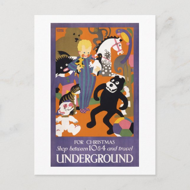 London Untergrund Vintag Transportplakat Postkarte (Vorderseite)
