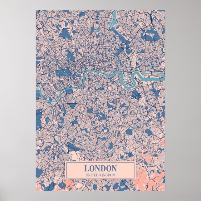 London - Vereinigtes Königreich Breezy City Map Poster (Vorne)