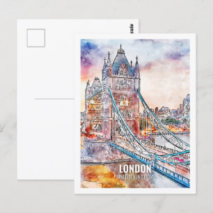 London Vereinigtes Königreich Reiseort Wasserfarbe Postkarte
