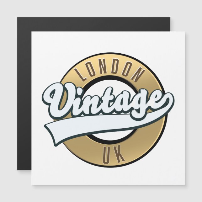London Vintages UK Retro-Logo. Magnetkarte (Vorne/Hinten)