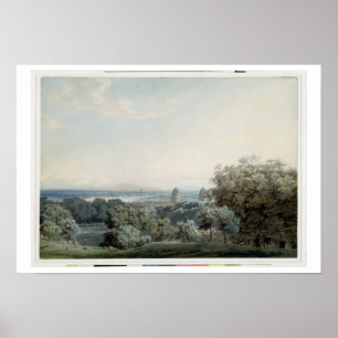 London von Greenwich-Hügel, c.1791 (w/c, schwarze Poster