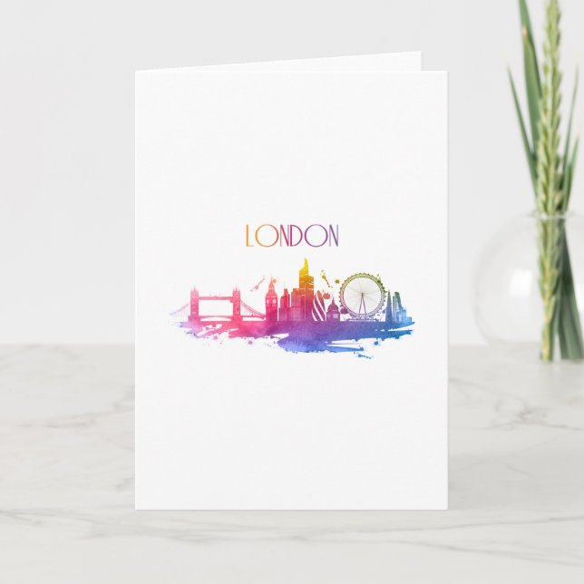 LONDON WATERCOLOR SKYLINE KARTE (Vorderseite)