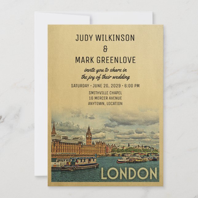 London Wedding Invitation UK England Einladung (Vorderseite)