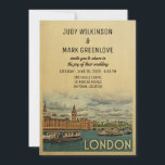 London Wedding Invitation UK England Einladung<br><div class="desc">Vintage Einladungen zur Hochzeit in London mit der Westminster Abtei an der Themse für diese britische Szene. Dieses coole Retro-Design aus der Mitte des Jahrhunderts ist der perfekte Weg,  um Gäste in Ihre London England Hochzeit in Urlaubsort zu sammeln.</div>