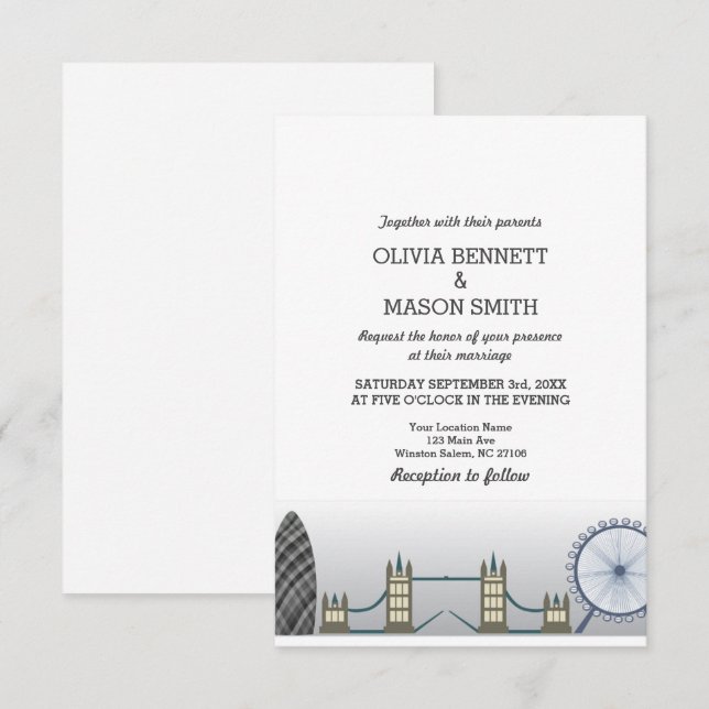 London Wedding Invitation UK England Einladung (Vorne/Hinten)