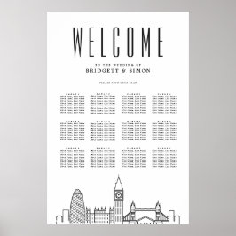 London Wedding | Sehenswürdigkeiten 12 Tabelle Sit Poster