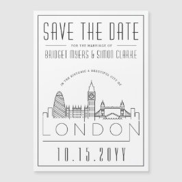 London Wedding | Stilisierte Skyline Save the Date Magnetkarte