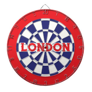 LONDON Weiß, Marineblau und Rot (editierbarer Text Dartscheibe